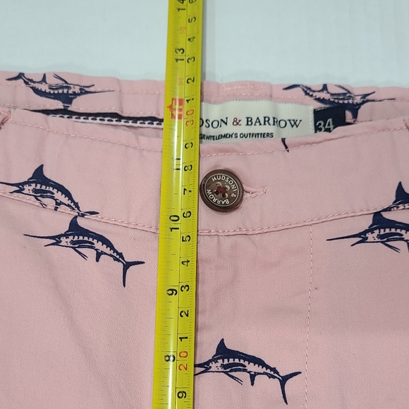 Hudson & Barrow Stretch Cotton Sailfish Print Chino Shorts Sz 34 - Picture 8 of 9